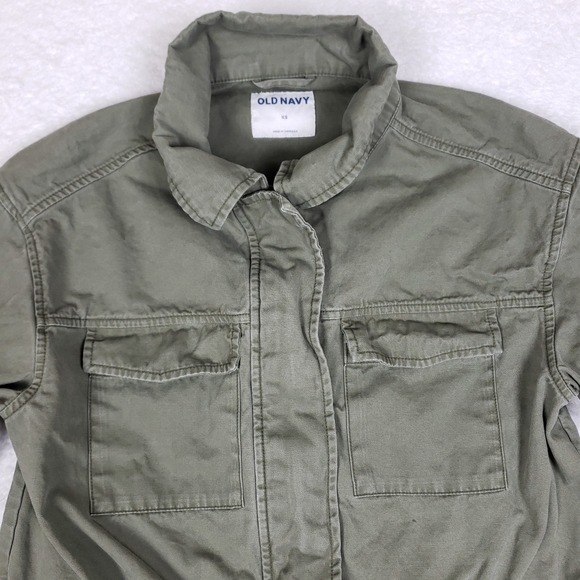 Old Navy Women's Olive Green Utility Field Jacket XS Cotton Twill Zip Front - Picture 2 of 9